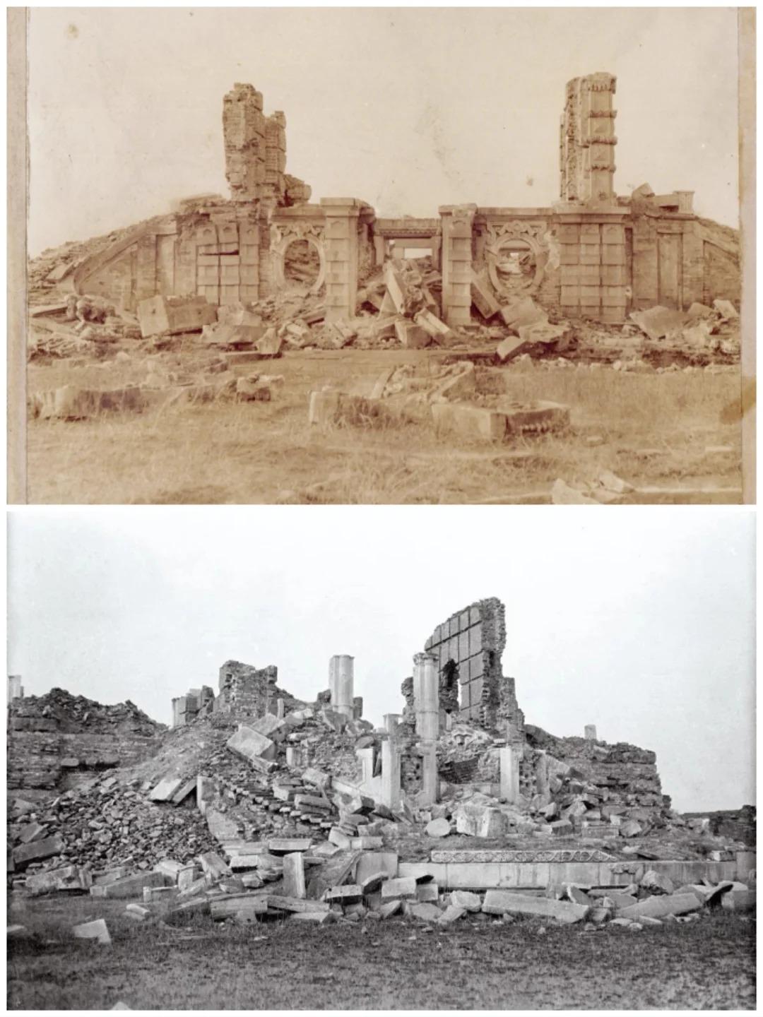 百年之前的圆明园罕见旧影,大火过后其实还有很多建筑,现在没了