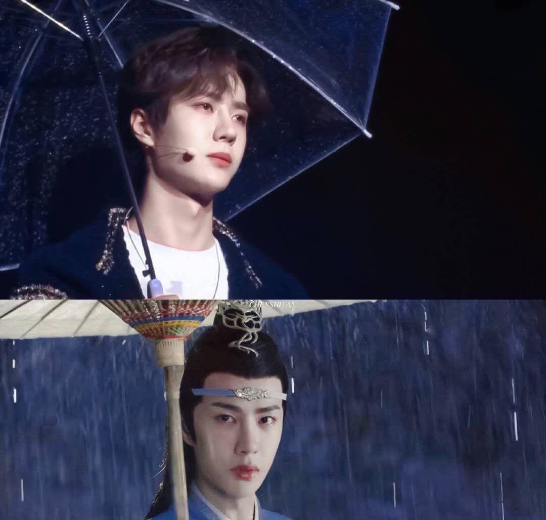 看到王一博在雨中撑伞的画面,是不是想到了蓝忘机?