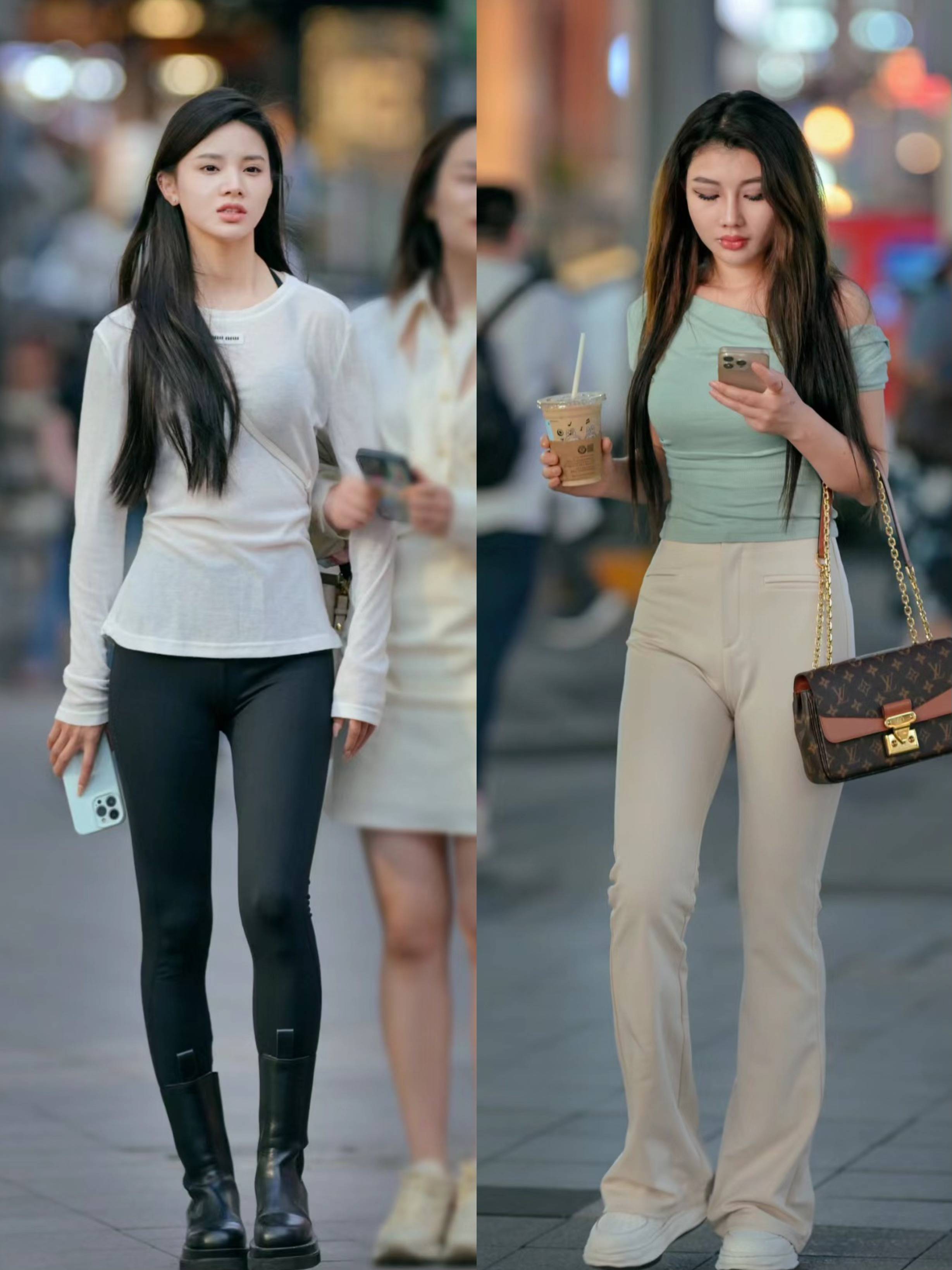 看成都街拍我悟了:微胖女生都在穿"紧身t恤",女人味十足!