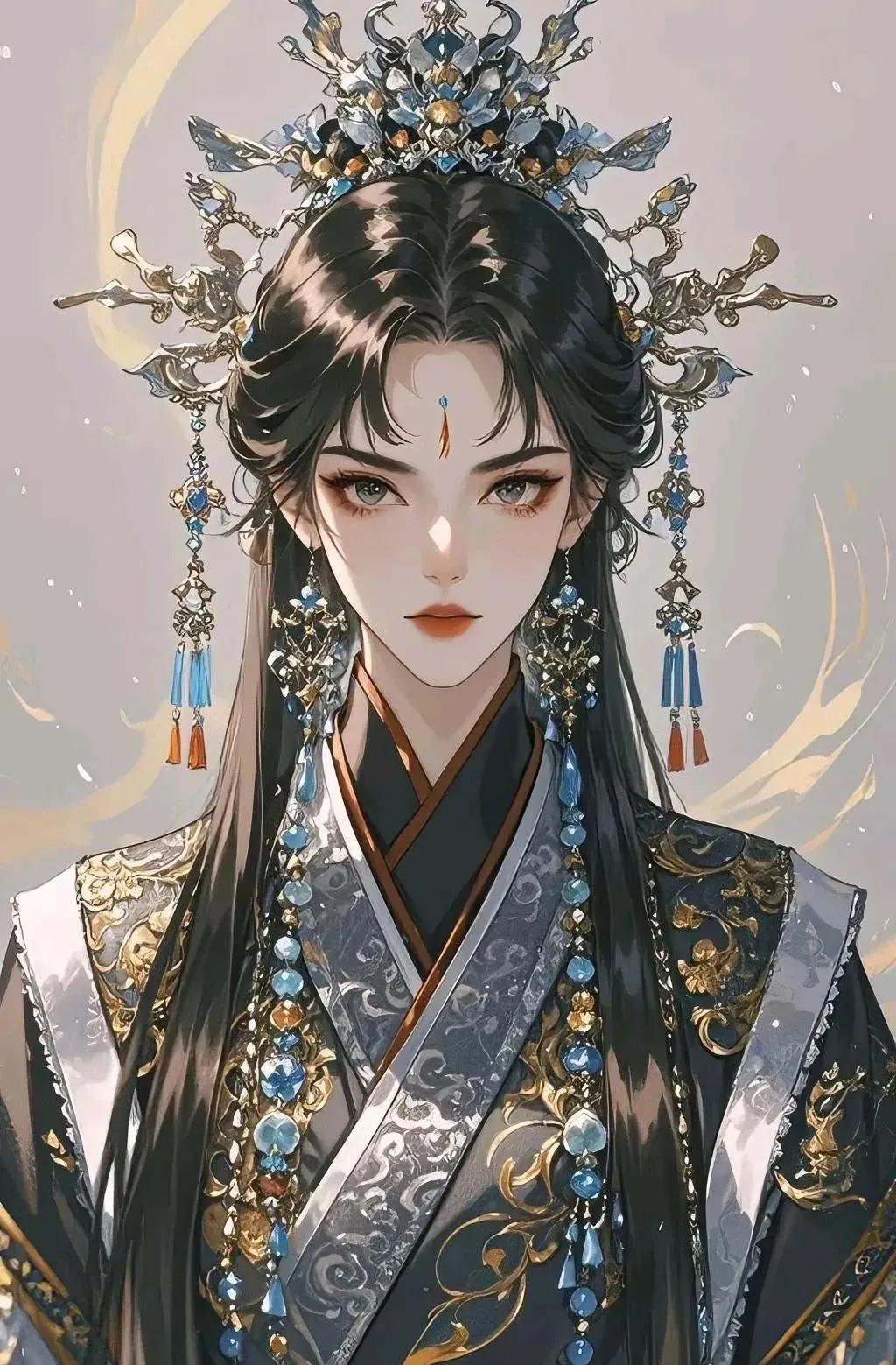 蓝色颯气霸气古风女头