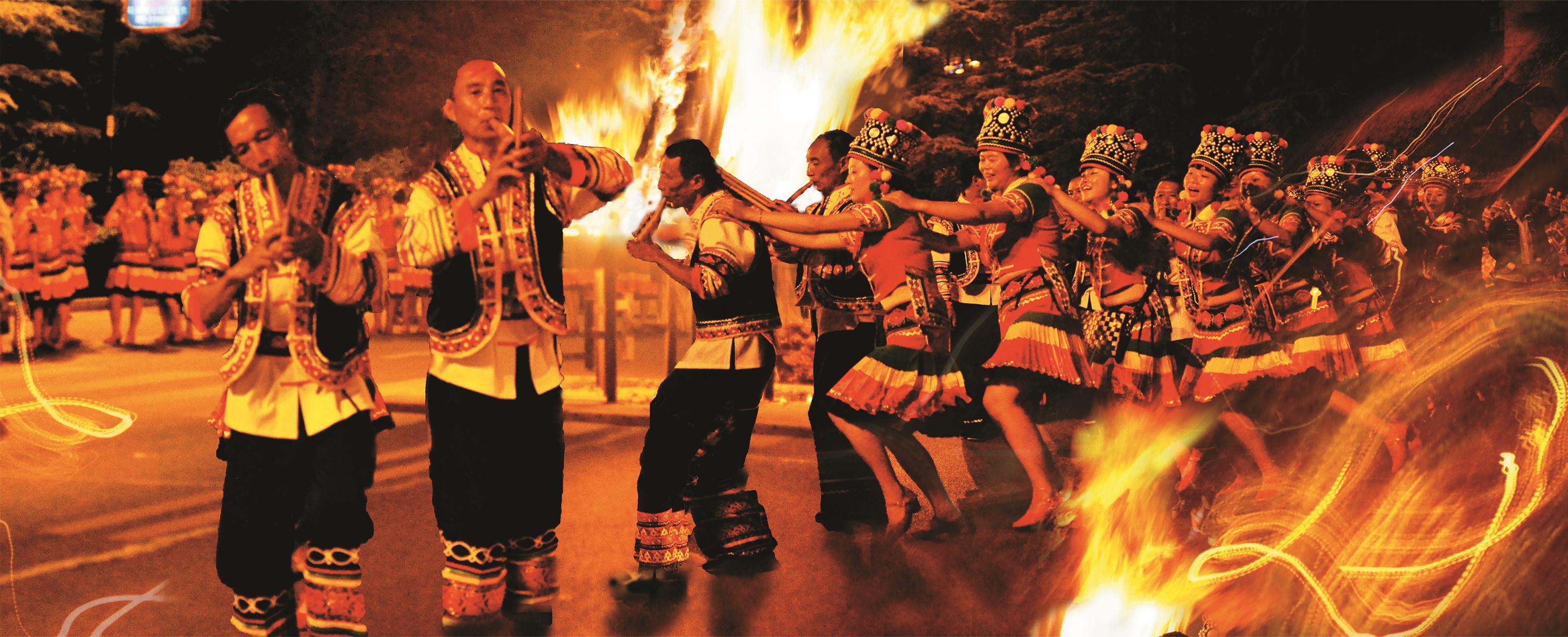 多彩贵州晴隆彝族火把节，热烈沸腾狂欢夜