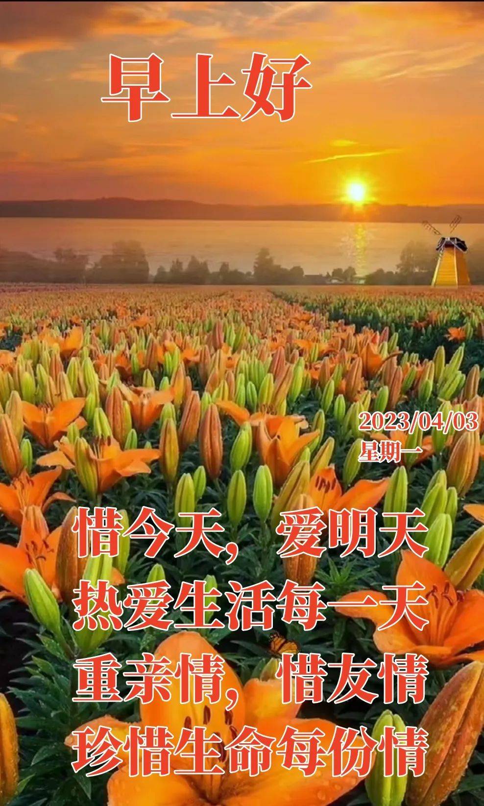 4月3日星期一早安,创意早上好问候语图片带字祝福语图片