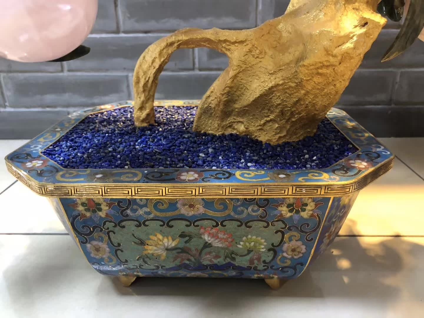 希少品　中国景泰蓝 置物　特大天然石　玉石　桃 年代物　重さ約3.5キロ！ 希少品 中国景泰蓝 置物 特大天然石 玉石 桃 年代物 重さ約3.5キロ！