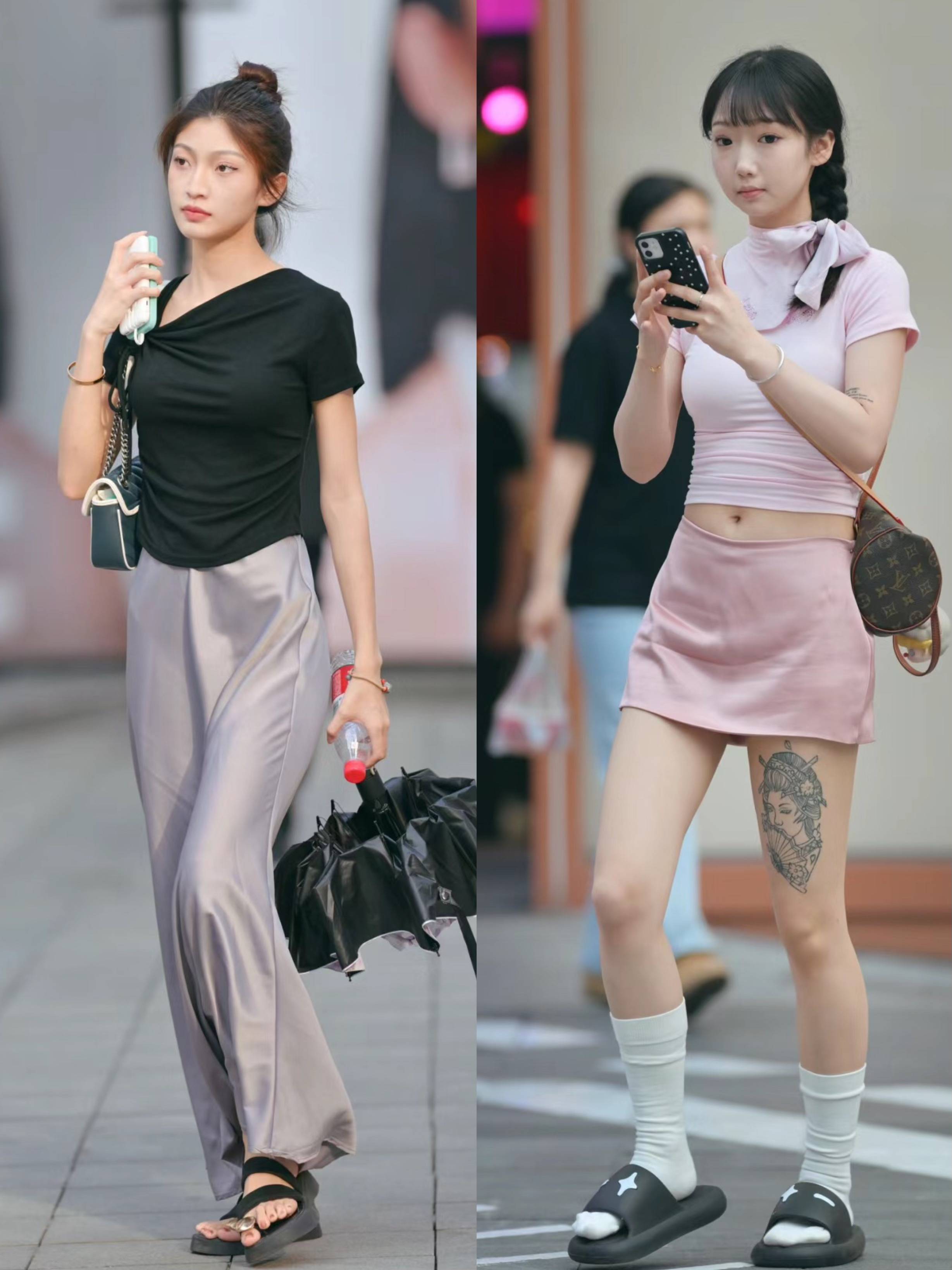 看成都街拍我悟了:微胖女生都在穿"紧身t恤",女人味十足!