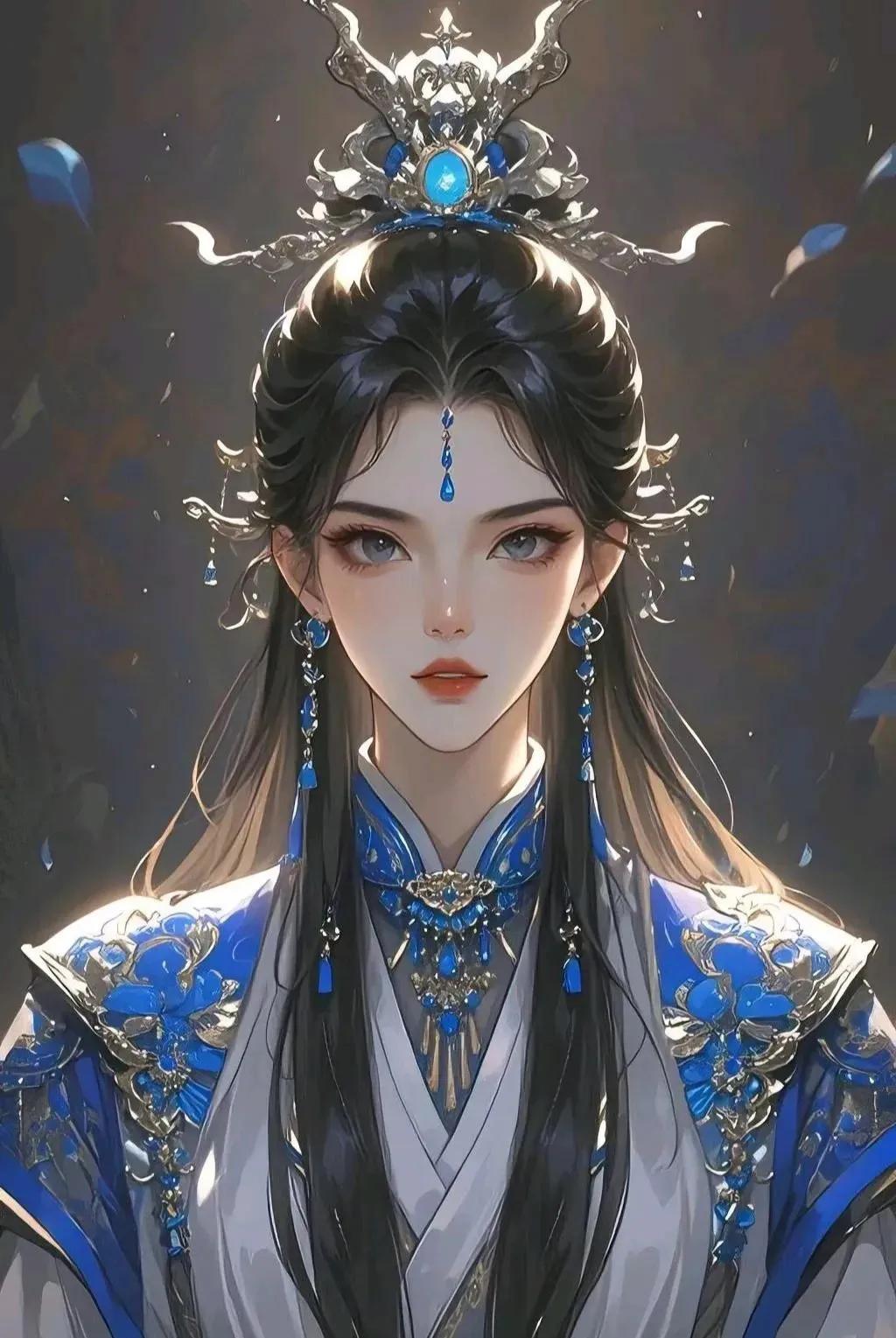 蓝色颯气霸气古风女头