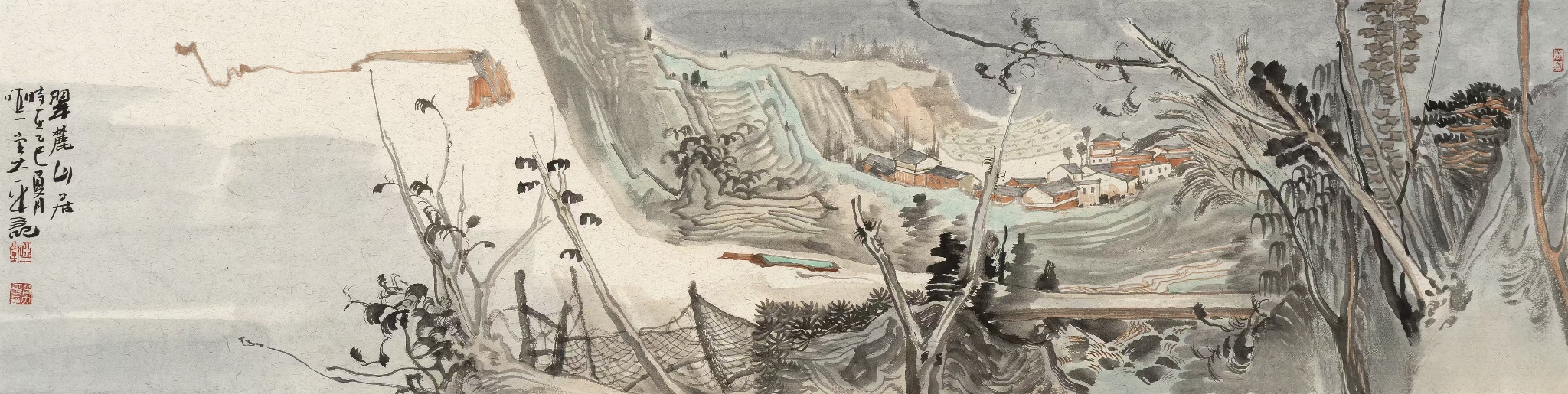 大平小州筆　不老冨貴之圖　絹本肉筆　小州道人自題共箱　南画250804 大平小州筆 不老冨貴之圖 絹本肉筆 小州道人自題共箱 南画250804