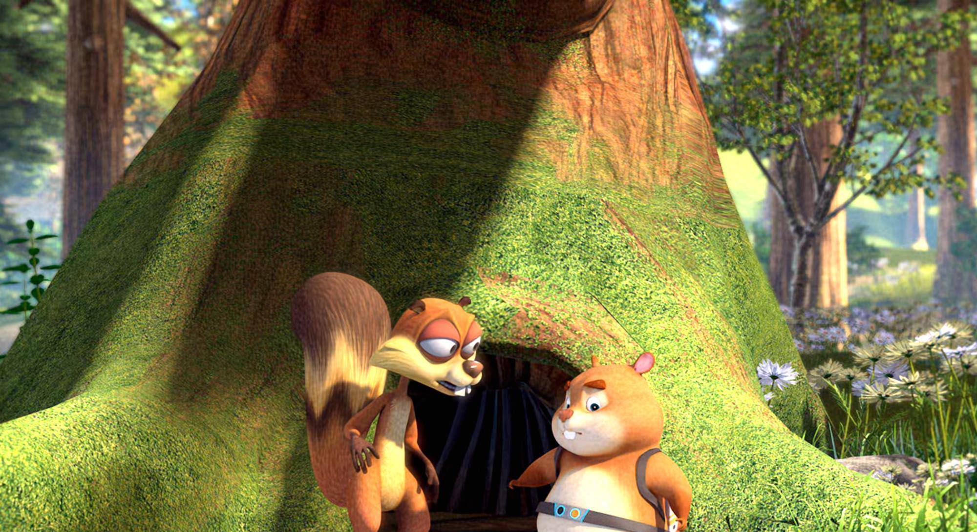 在《环球大冒险》中出现过一只与它长得一模一样的松鼠假冒它偷森林里